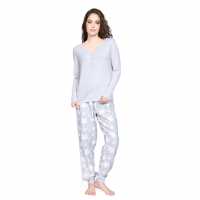 Linea Rib Flannel Pyjama Set Сиво 