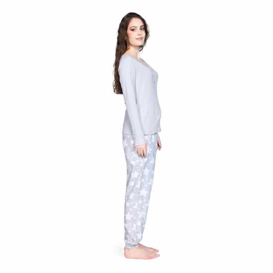 Linea Rib Flannel Pyjama Set Сиво 