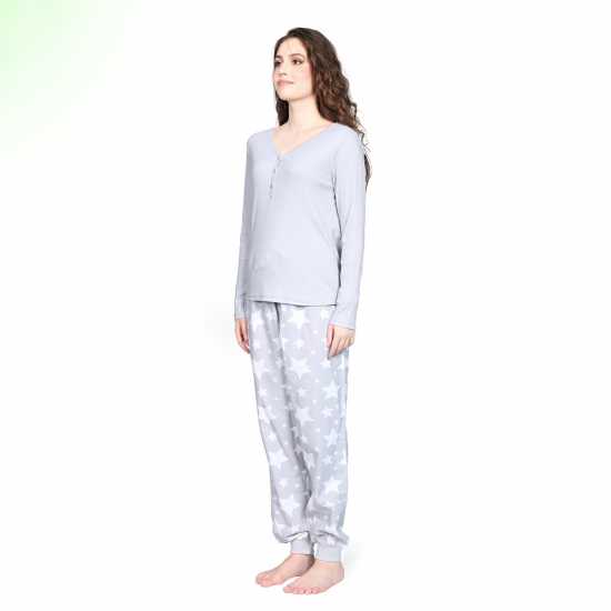 Linea Rib Flannel Pyjama Set Сиво 