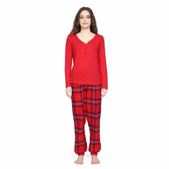 Linea Rib Flannel Pyjama Set Червено 