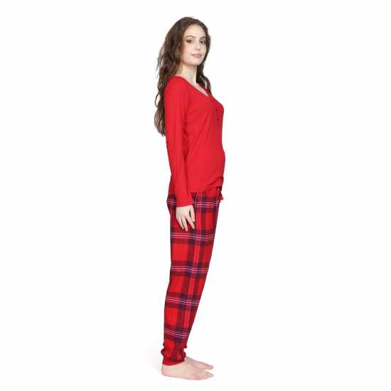 Linea Rib Flannel Pyjama Set Червено 