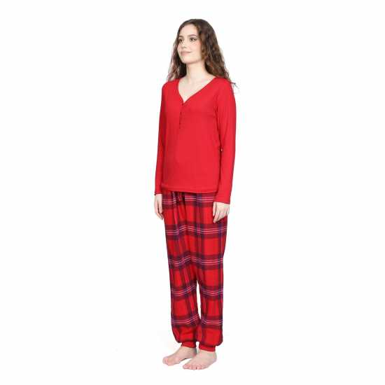 Linea Rib Flannel Pyjama Set Червено 