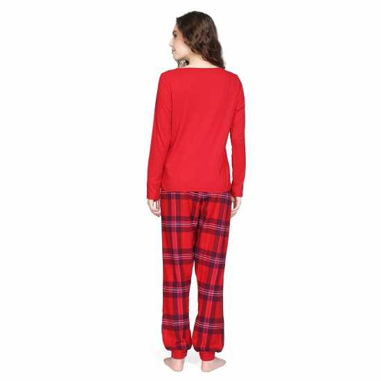 Linea Rib Flannel Pyjama Set Червено 