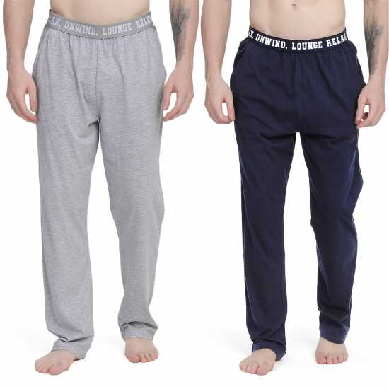 Howick 2 Pack Slogan Pyjama Bottoms  