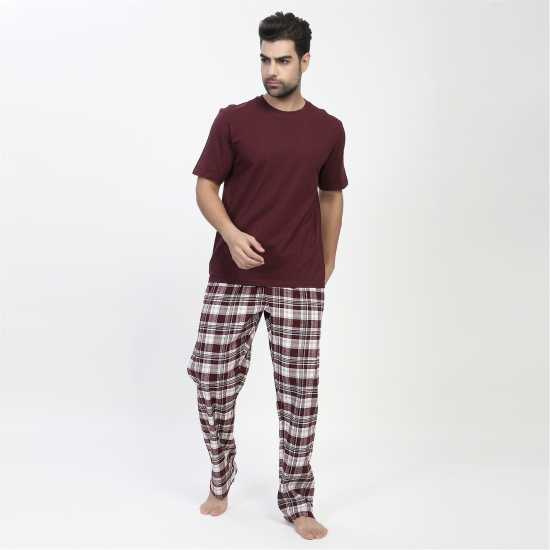 Howick Flannel Pyjama Set Бордово Мъжки пижами