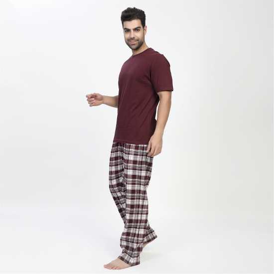 Howick Flannel Pyjama Set Бордово Мъжки пижами