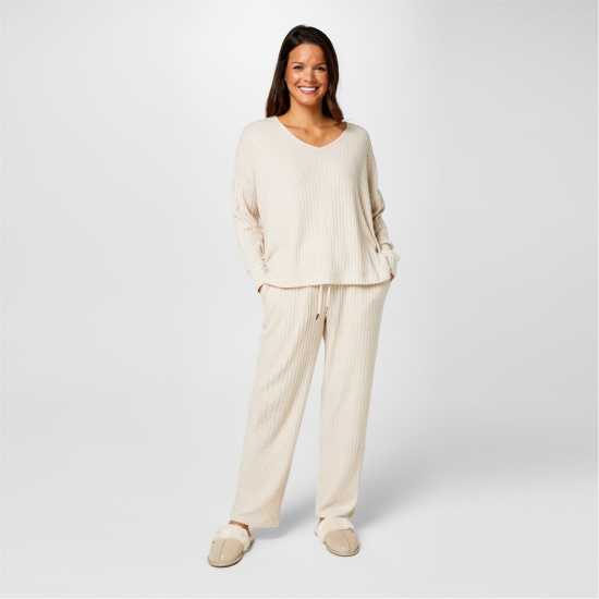 Biba Ribbed Pj Set Камък 