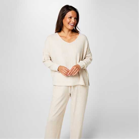 Biba Ribbed Pj Set Камък 