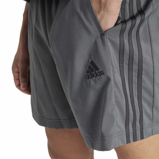 Adidas Мъжки Шорти 3-Stripes Shorts Mens Средно сиво/черно Мъжко облекло за едри хора