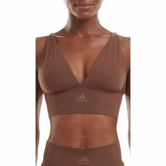 Adidas Sport Active Seamless Micro Stretch Long Line Plunge Bra Отпечена Мока Дамско бельо