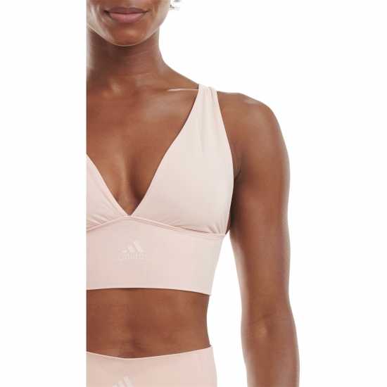 Adidas Sport Active Seamless Micro Stretch Long Line Plunge Bra Праскова млечина Дамско бельо