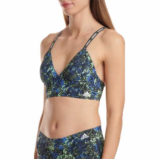 Adidas Active Micro Flex Long Line Bralette Womens Синьо и печат Дамско бельо