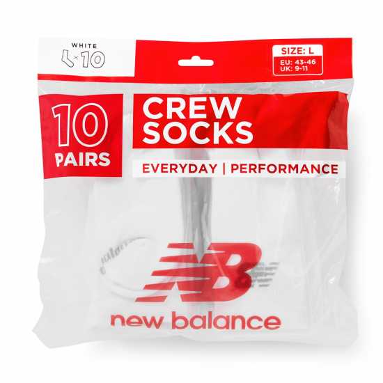 New Balance 10 Pk Cushioned Crew Бяло Мъжки чорапи