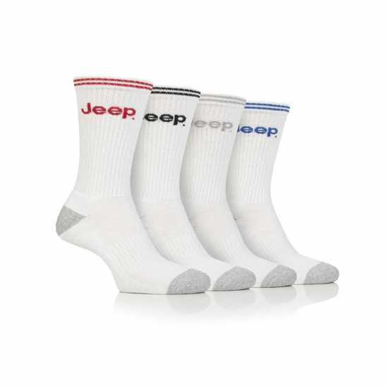 Jeep 4 Pack Crew Sport Socks Mens Бяло Мъжки чорапи