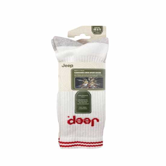 Jeep 4 Pack Crew Sport Socks Mens Бяло Мъжки чорапи