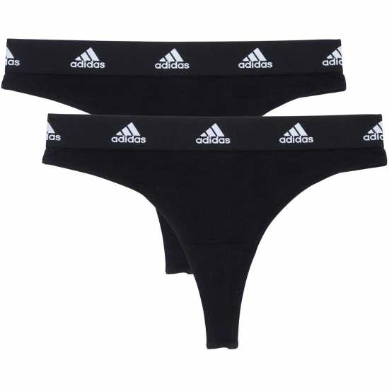 Adidas Active Comfort Cotton Thong 2-Pack Черно Дамско бельо