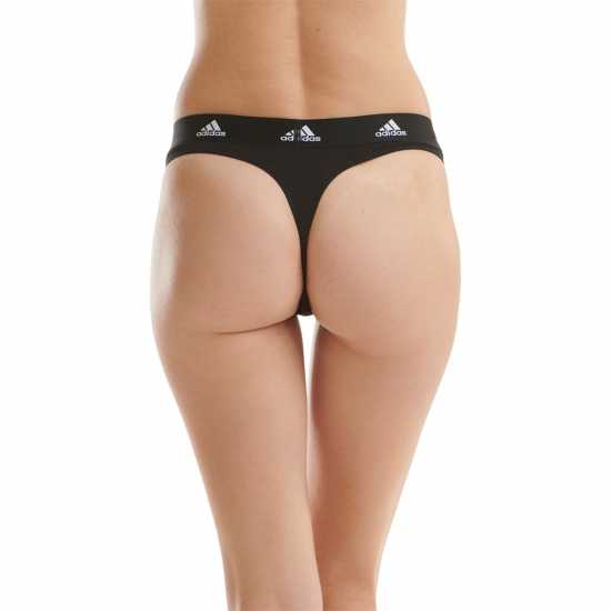 Adidas Active Comfort Cotton Thong 2-Pack Черно Дамско бельо