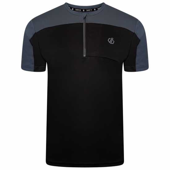 Dare2B Мъжка Риза Къс Ръкав Dare 2B 2B Aces Iii Jersey Short Sleeve Shirt Mens Черно/Орион Сиво Мъжко облекло за едри хора