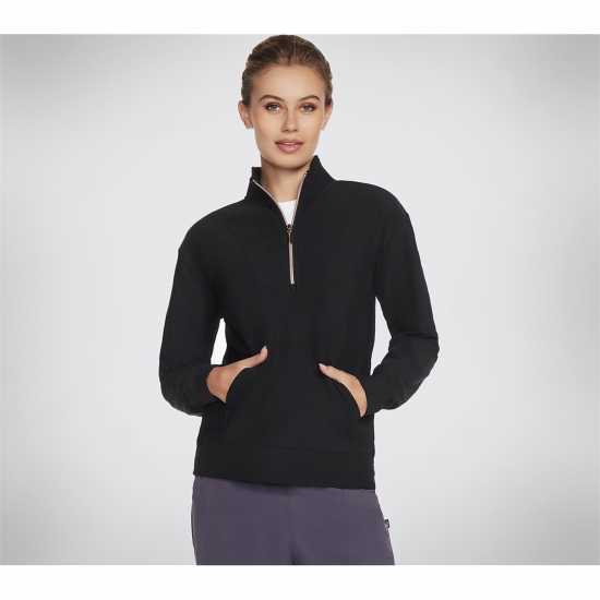 Skechers Goluxe Rib 1 4 Zip Fleece Womens Черно 