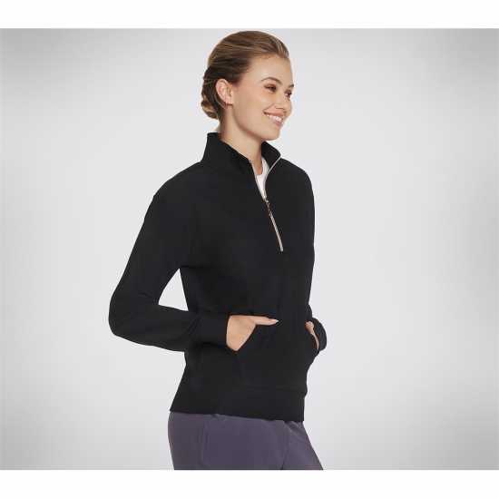 Skechers Goluxe Rib 1 4 Zip Fleece Womens Черно 