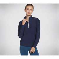 Skechers Goluxe Rib 1 4 Zip Fleece Womens Морска синьо 