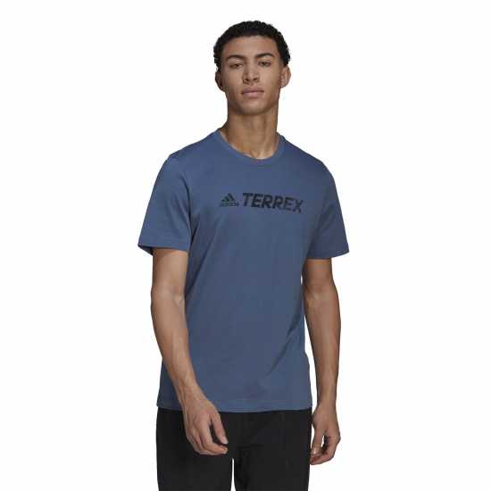 Adidas Мъжка Тениска Terrex Logo T Shirt Mens Чудесна стомана Мъжки ризи