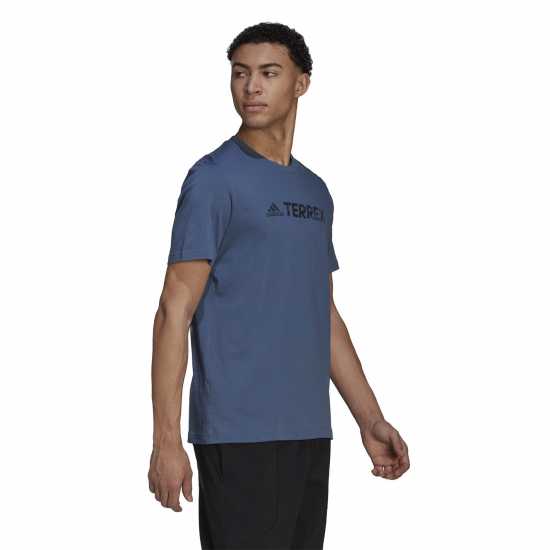 Adidas Мъжка Тениска Terrex Logo T Shirt Mens Чудесна стомана Мъжки ризи