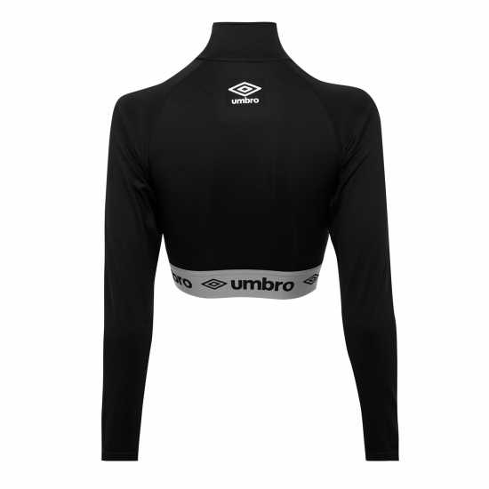 Umbro Cropped Quarter Zip Top Womens Черно/Сиво Дамски полар