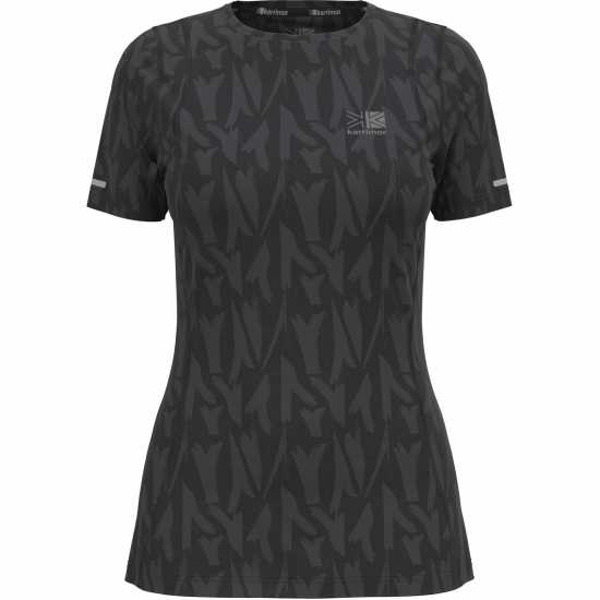 Дамска Тениска Karrimor Short Sleeve Polyester T Shirt Ladies Черно/AOP Атлетика