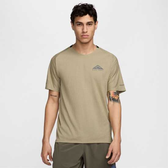 Nike Dri-FIT Trail Men's Short-Sleeve Trail Running Top Olive Мъжко облекло за едри хора