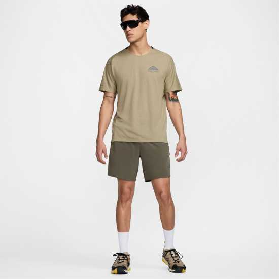 Nike Dri-FIT Trail Men's Short-Sleeve Trail Running Top Olive Мъжко облекло за едри хора