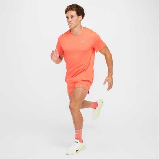 Nike Мъжко Горнище За Бягане Drifit Miler Running Top Mens Див манго Мъжко облекло за едри хора