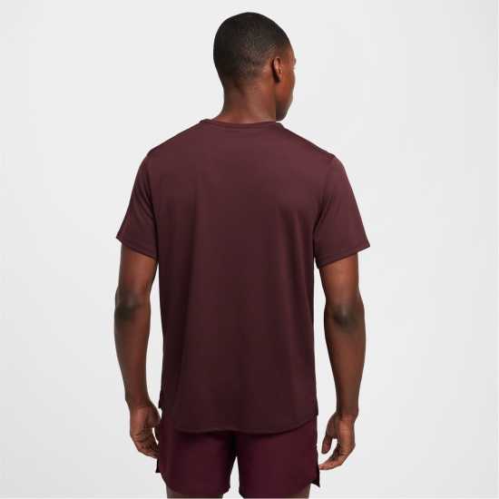 Nike Мъжко Горнище За Бягане Drifit Miler Running Top Mens Бордово Смъстяване Атлетика