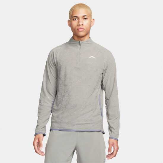 Nike Trail Men's Dri-FIT 1/2-Zip Running Top Тъмно Стуко Мъжко облекло за едри хора