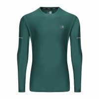 Мъжка Тениска Karrimor Long Sleeve Run T Shirt Mens Синьо-зелено Атлетика