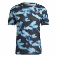 Adidas Мъжка Риза Run Icons Aop T-Shirt Mens Almost Blue Мъжки ризи