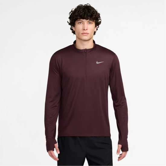 Nike Мъжко Горнище За Бягане Half Zip Core Long Sleeve Running Top Mens Бордово Мъжко облекло за едри хора