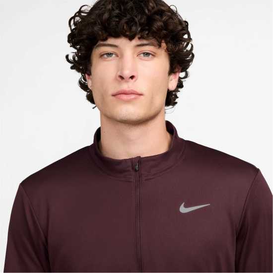 Nike Мъжко Горнище За Бягане Half Zip Core Long Sleeve Running Top Mens Бордово Мъжко облекло за едри хора