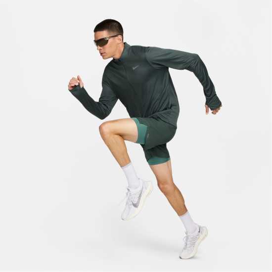 Nike Мъжко Горнище За Бягане Half Zip Core Long Sleeve Running Top Mens Винтажно зелено Мъжки горнища с цип