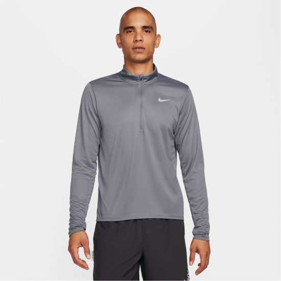 Nike Мъжко Горнище За Бягане Half Zip Core Long Sleeve Running Top Mens Димно сиво Мъжко облекло за едри хора