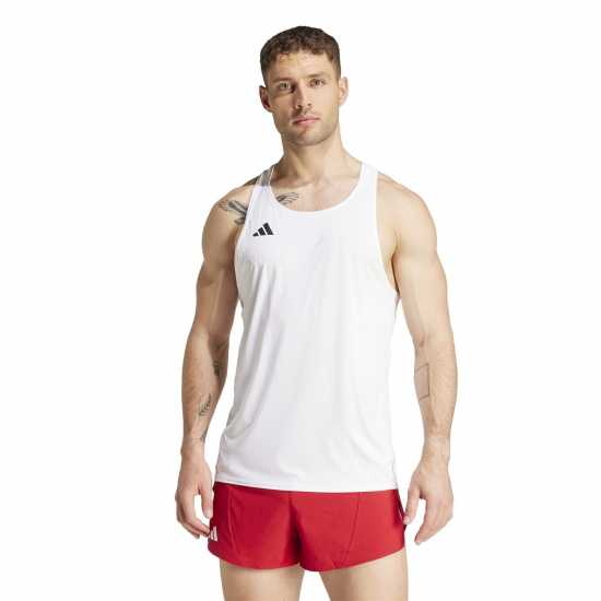 Adidas Мъжки Потник Adizero Essentials Running Tank Top Mens Бяло Атлетика