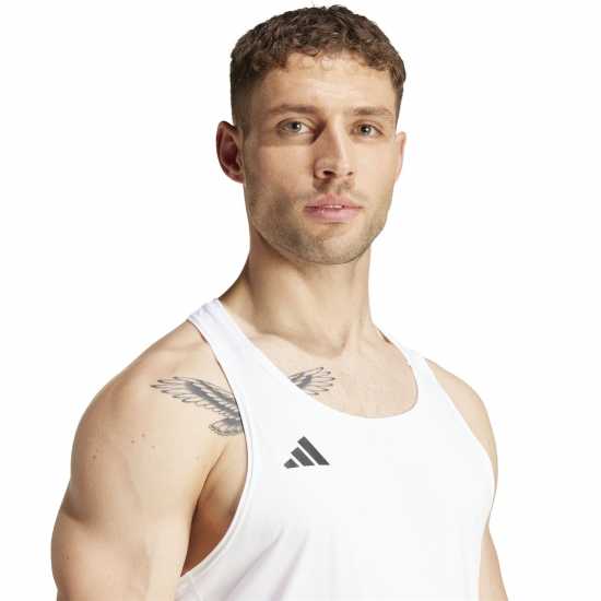 Adidas Мъжки Потник Adizero Essentials Running Tank Top Mens Бяло Атлетика