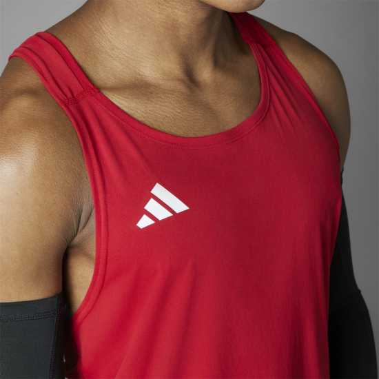 Adidas Мъжки Потник Adizero Essentials Running Tank Top Mens Отбор Сила Червено Атлетика