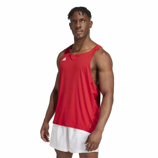 Adidas Мъжки Потник Adizero Essentials Running Tank Top Mens Отбор Сила Червено Атлетика