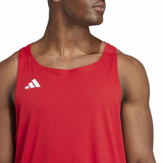 Adidas Мъжки Потник Adizero Essentials Running Tank Top Mens Отбор Сила Червено Атлетика