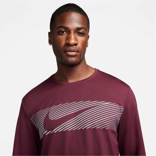 Nike Miler Flash Men's Dri-FIT UV Long-Sleeve Running Top Кафяво кафяво Мъжки ризи