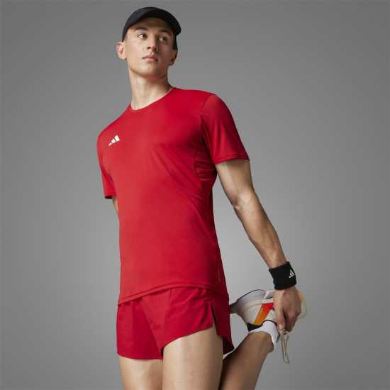 Adidas Мъжка Риза Adizero Essentials Running T-Shirt Mens Отбор Сила Червено Атлетика