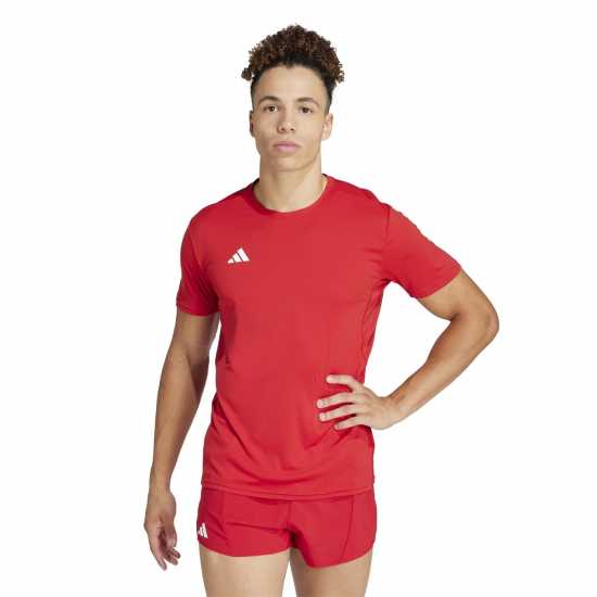 Adidas Мъжка Риза Adizero Essentials Running T-Shirt Mens Отбор Сила Червено Атлетика