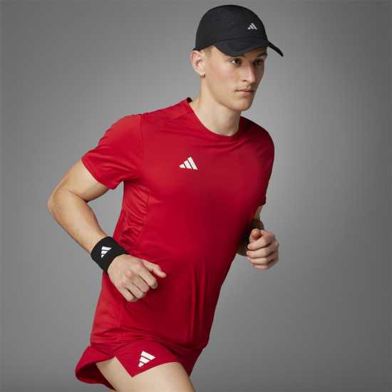 Adidas Мъжка Риза Adizero Essentials Running T-Shirt Mens Отбор Сила Червено Атлетика