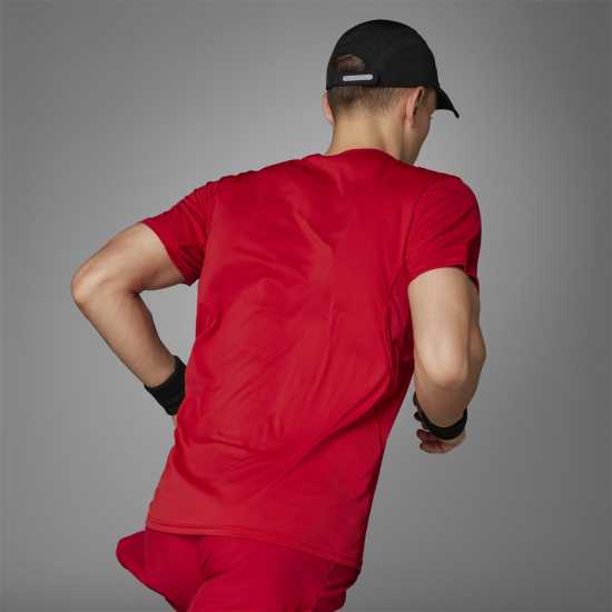 Adidas Мъжка Риза Adizero Essentials Running T-Shirt Mens Отбор Сила Червено Атлетика